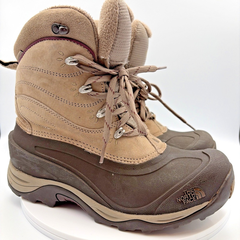 The North Face Chilkat Snow Boots Womens 7 Brown Waterproof Insulated Winter